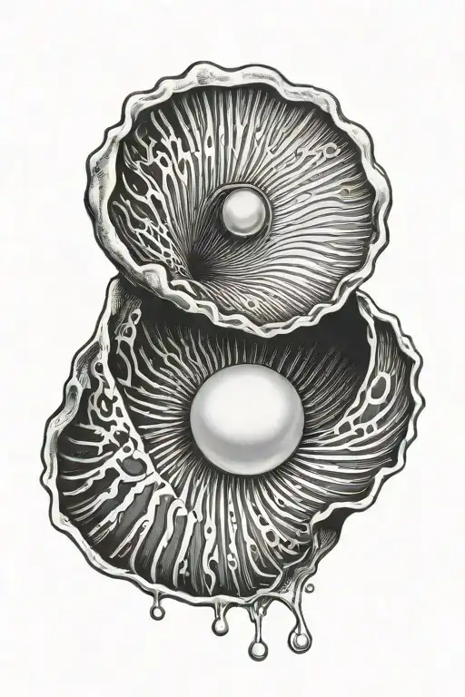 Half Open Clam Shell With A Pearl Inside Surrounded