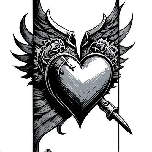 Vertical Wrist Tattoo Of A Warrior And Heart