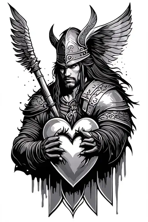 Vertical Wrist Tattoo Of A Warrior And Heart