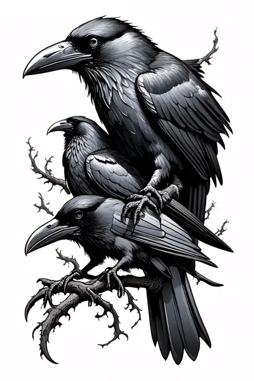 Raven And Crow Emblem Intertwined