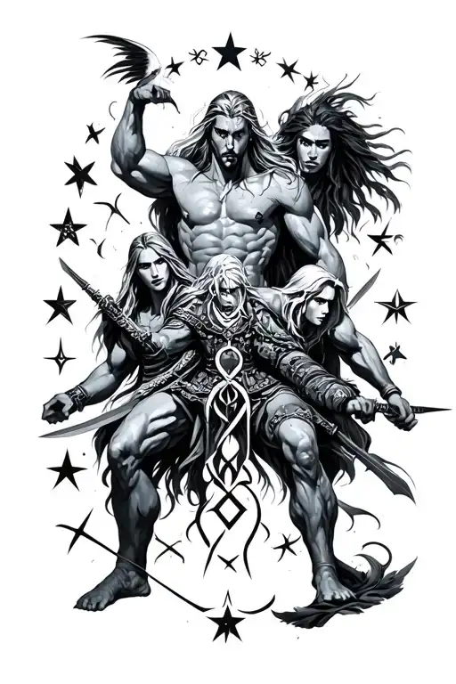 All 12 Star Signs As Warriors In Battle As A Sleeve