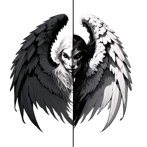 Half Angel Half Demon Wings