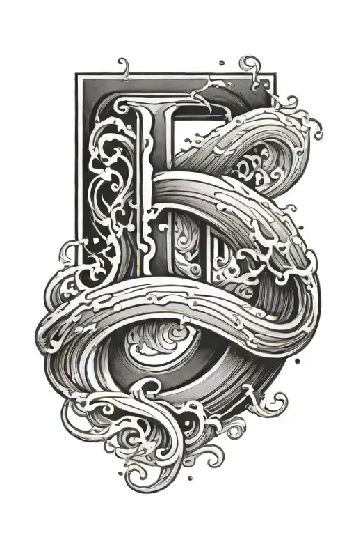 Letter N In Water Waves