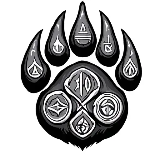 Bear Paw With Nordic Runes In It