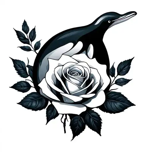 A Rose And A Minimalist Dolphin