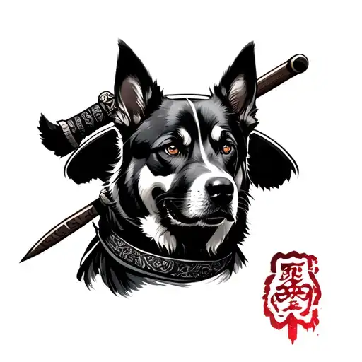 Japanese Samurai With Fo Dog