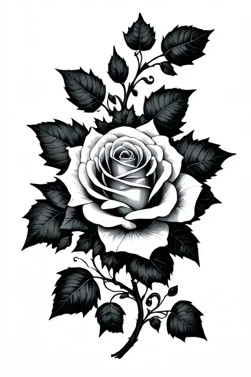 Fine Line Rose With Ivy Vine