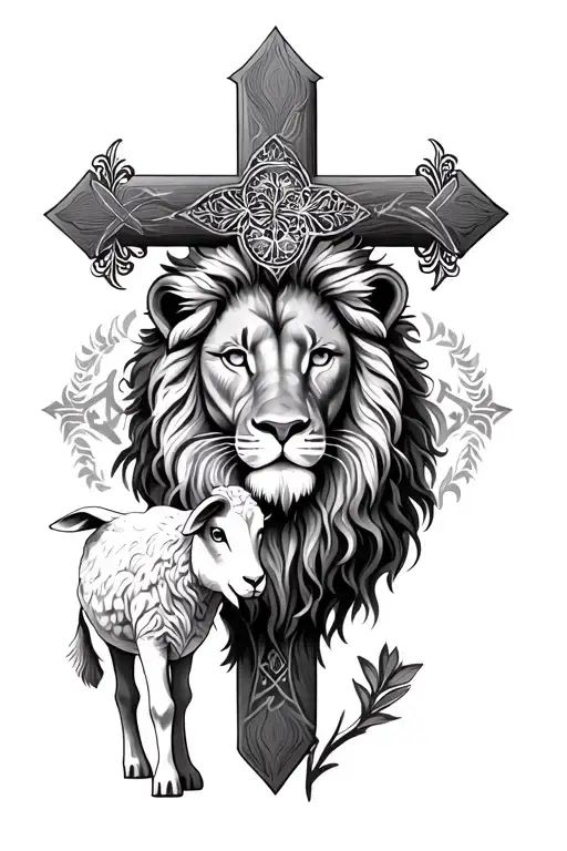 Lion And Lamb 3 Crosses