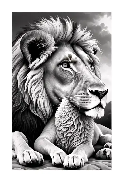 Lion And Lamb Laying