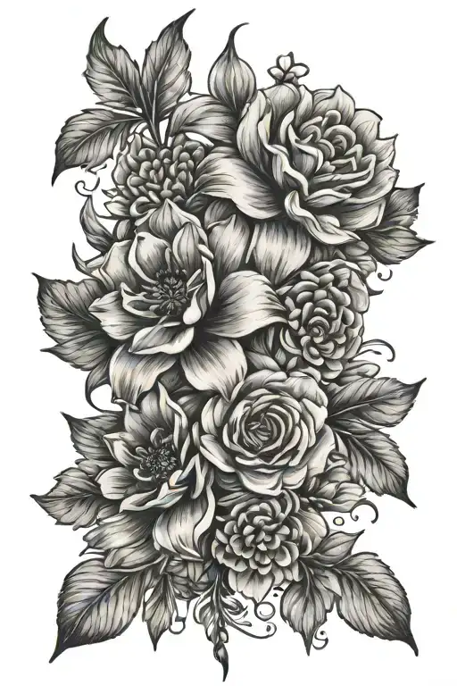 Floral Spine Tattoo With Flowers