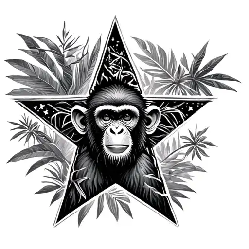 Star And Monkeys In The Jungle