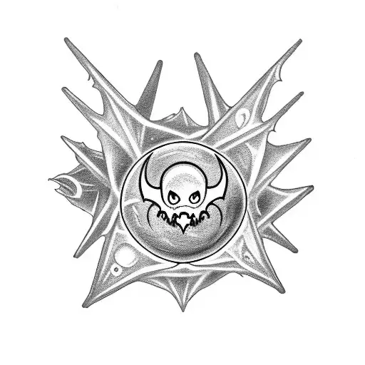 A Caffeine Molecule Surrounded By Spooky Bats And Halloween-themed Flowers