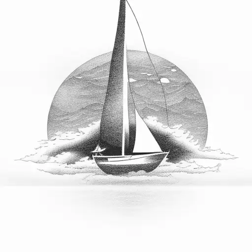 A Majestic Sailboat Gliding Across A Serene Ocean With A Sunset Sky