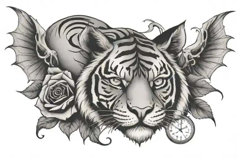 Uruguay Lucifer Face Tiger Clock And A Rose