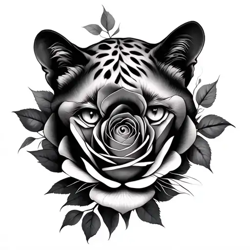 Panther Eyes With Rose Intertwined