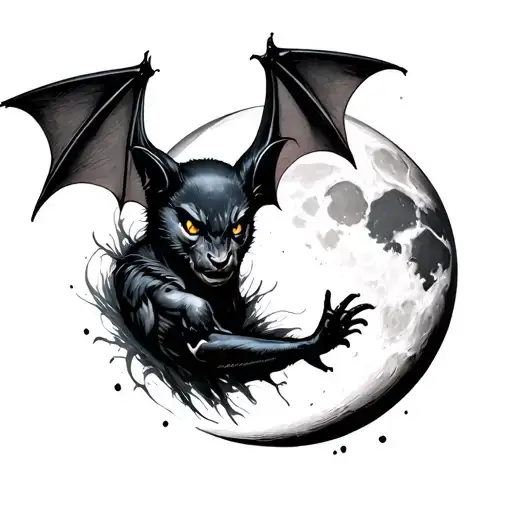 Bat And Moon