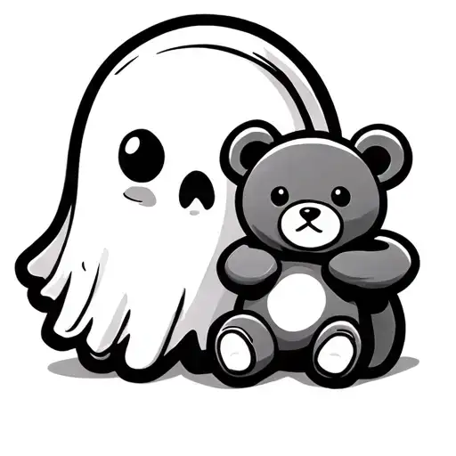 Cute Ghost Emoji Holding A Teddy Bear