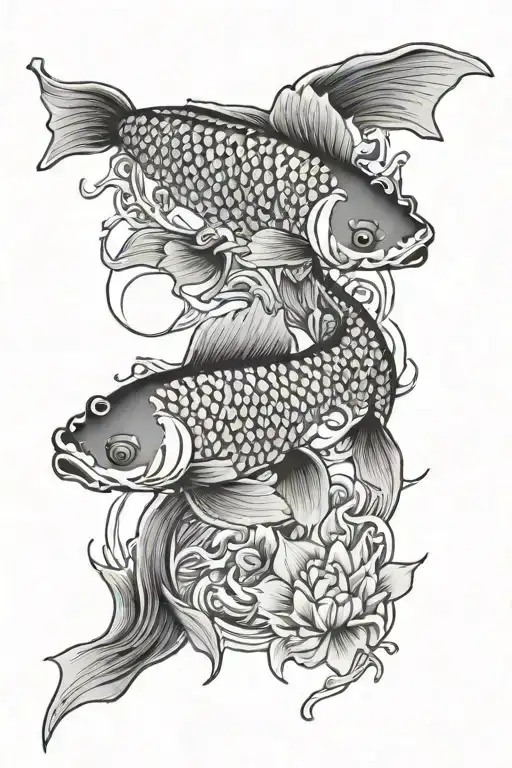 Full Moon And Koi Fish Swimming