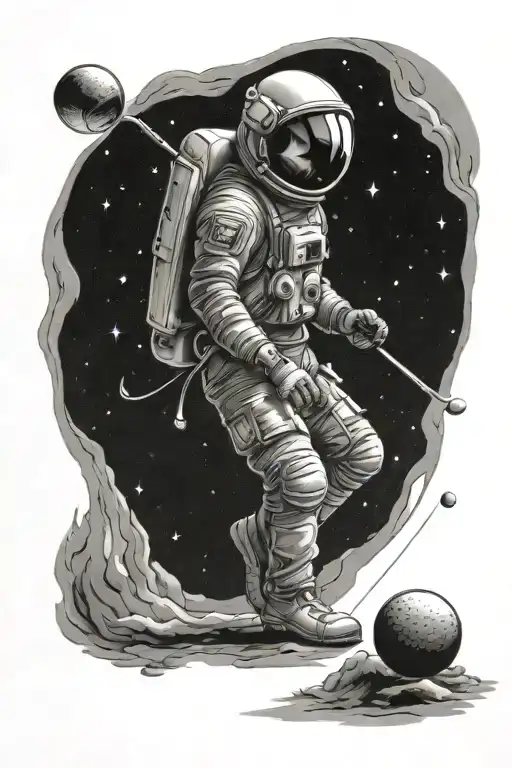 Astronaut Playing Golf