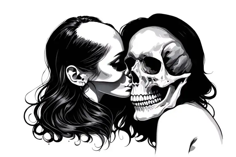 Skull Kissing A Woman