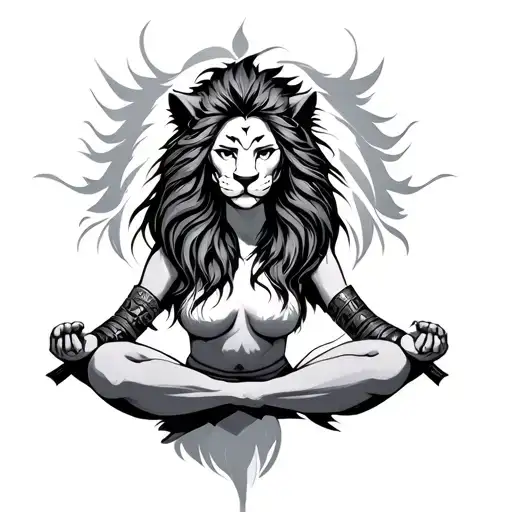 Female Warrior Mediation With Lion