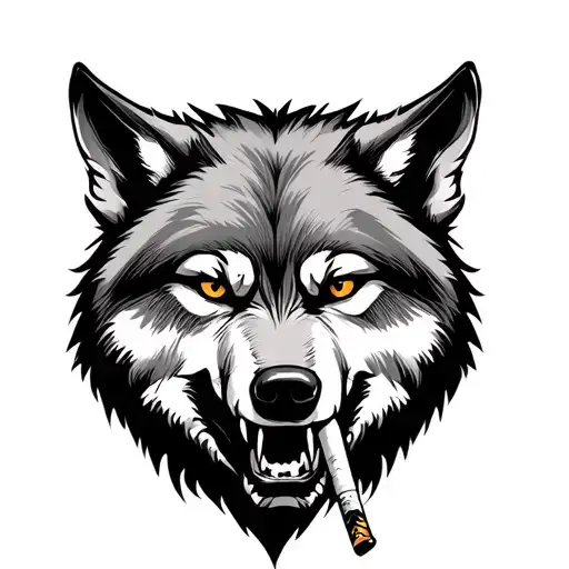 A Wolf With A Cigarette In His Teeth And Legs In His Hand
