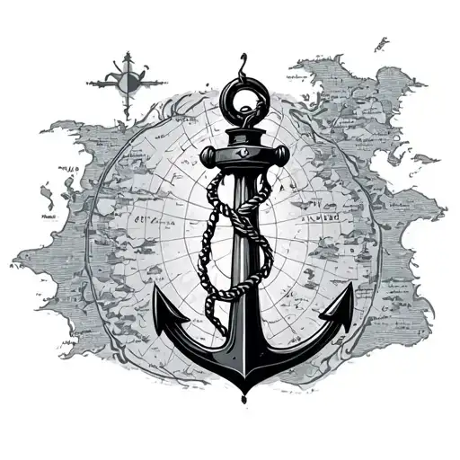 Map Whit And Anchor And A Beacon