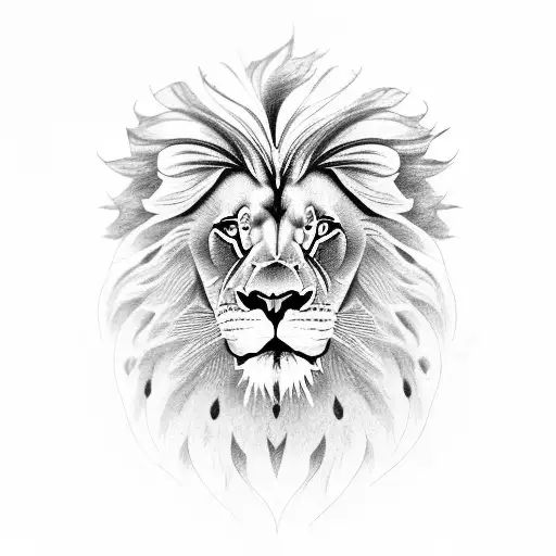 Lion Head With Cosmos