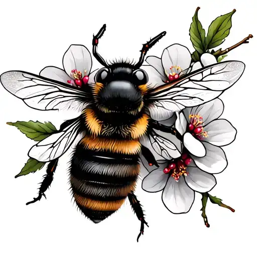 Bee And Cherry Blossoms Wrap