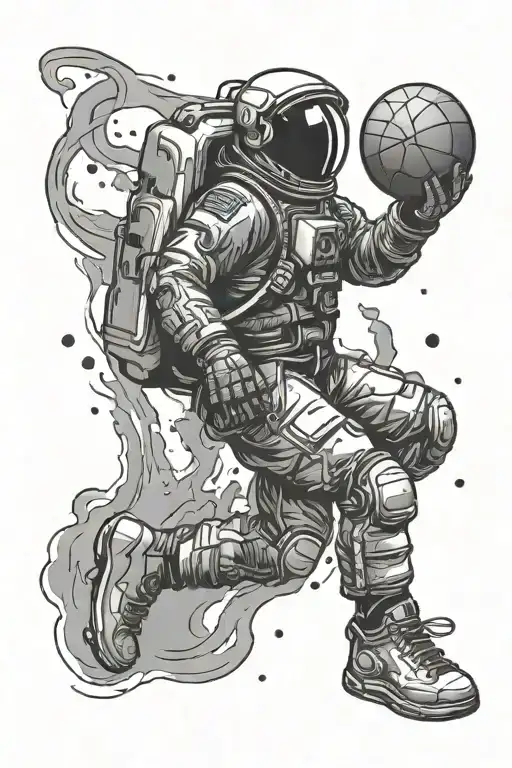 Astronaut Playing Basketball Player Dunking