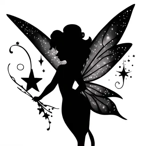 Tinker Bell Black Silhouette Very Feminine With Star Like Pixie Dust