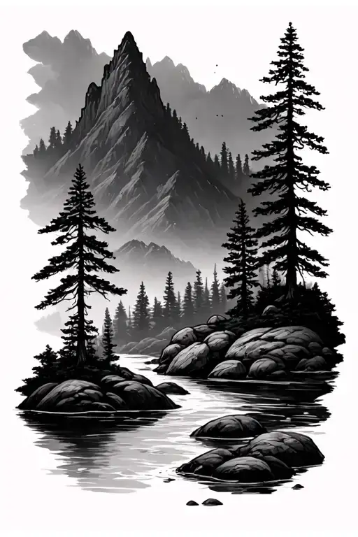 Nature River Trees Mountain