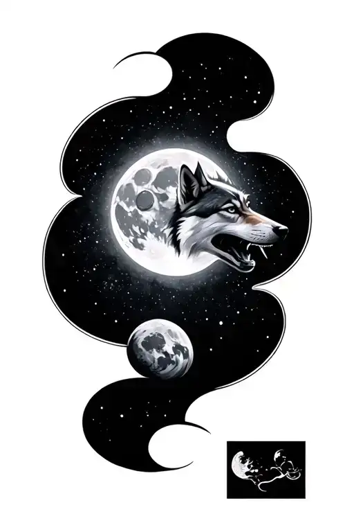 Eye With Watching World Wolf Howling At The Moon Phases