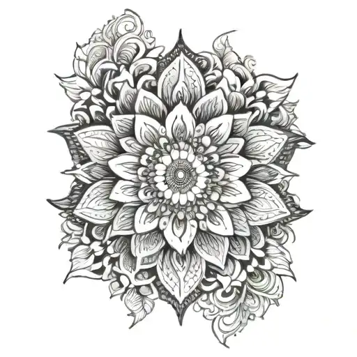 Half Floral Half Mandala