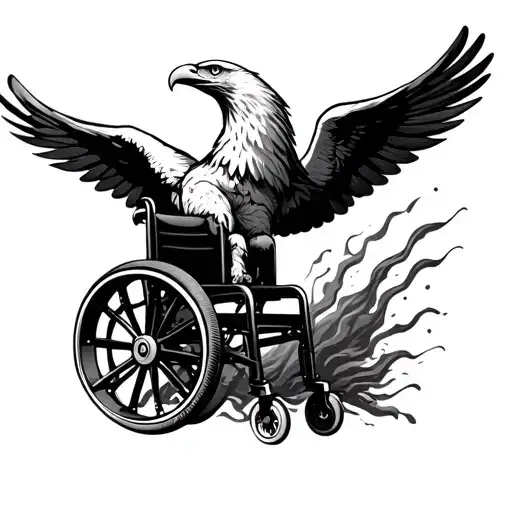 Big Round Wheel Chair Wheel With Eagle Wings Coming Out Of Jt