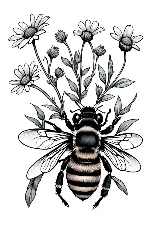 Wildflowers Growing Bee Sitting