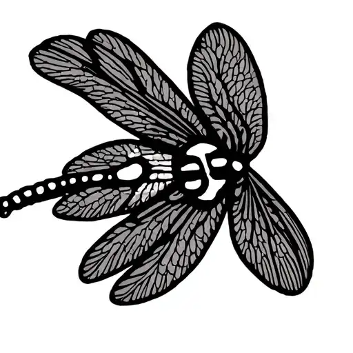 Small Dragonfly With Cha Ku Rei Symbol On Wing