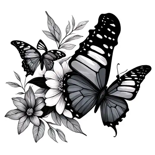 Simply Fine Line Floral Butterflies
