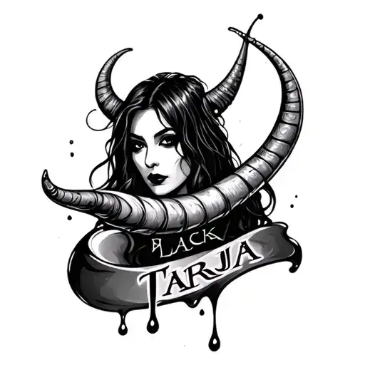 Black Tarja Word With Horn And Syrup