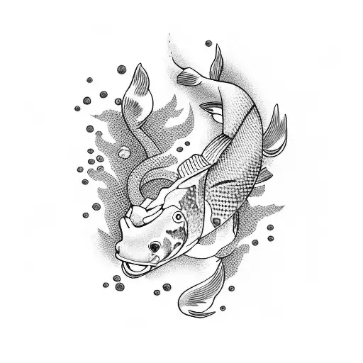 Fo Dog With Koi Fish