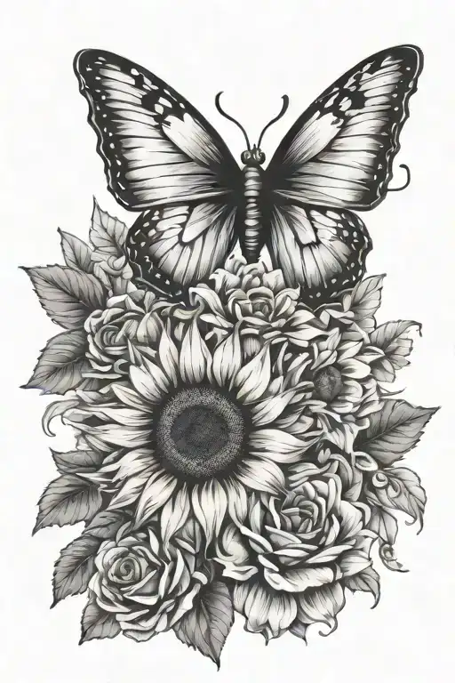 Sunflower And Daisy Tied Together With Bow Tie