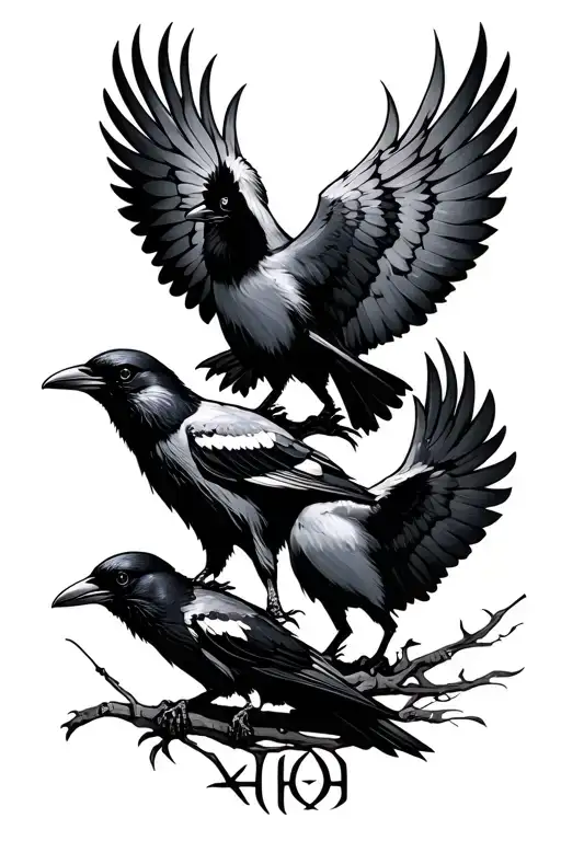 Nordic Runes With Crows
