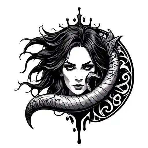 Black Tarja Word With Horn And Tribal Syrup