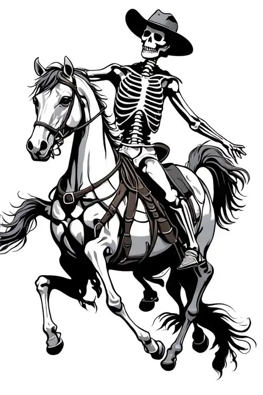 Skeleton Cowboy Riding Skeleton Horse Jumping