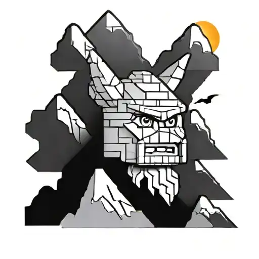 Lego Character Mountain With Sun
