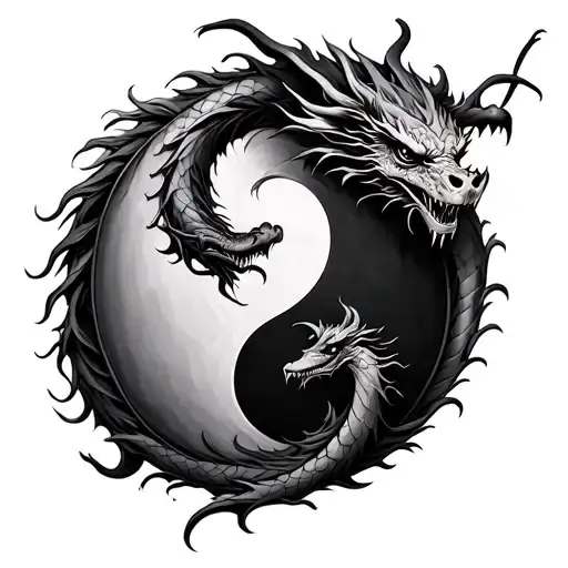 Yin And Yang Tattoo With A Dragon And Symbolizing Death As Well As Loyalty
