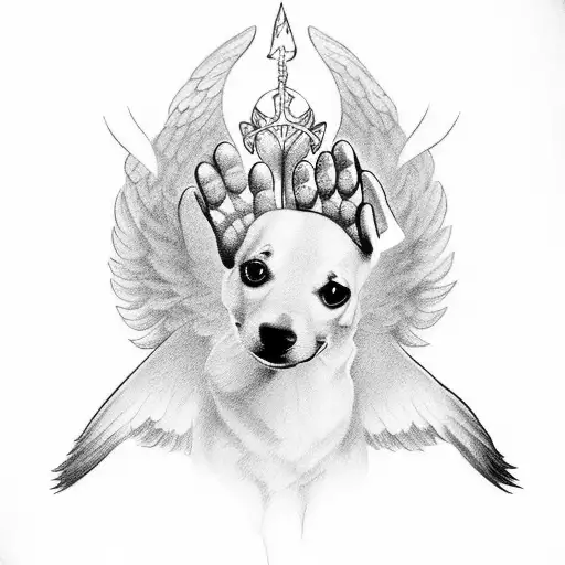 Dog Paw With Angel Wings And Halo