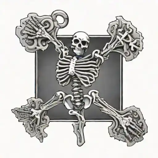 Two Skeleton Arms Reaching For Each Other Shaped Like Key And A Lock