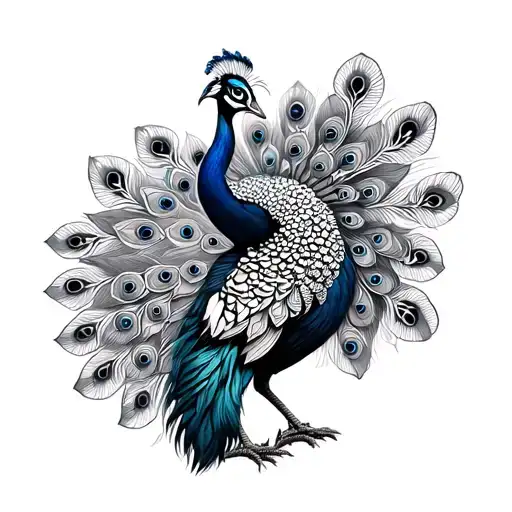 Patchwork Peacock Cool Line Style Kind Of Asia Frontview Black And Grey Style