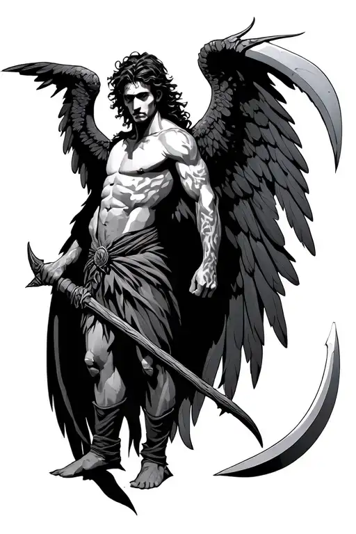 Male Arch Angel With A Scythe